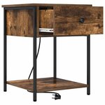 vidaXL Cabinet de chevet avec tiroir 2 Pièces Chêne fumé 42 x 41 x 56 cm