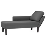 vidaXL Chaise longue avec coussin gris foncé tissu en velours côtelé