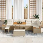 vidaXL Ensemble de canapé de jardin avec coussin 9 Pièces Beige et crème