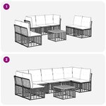 vidaXL Ensemble de canapés d'extérieur 8 Pièces Noir et Gris foncé