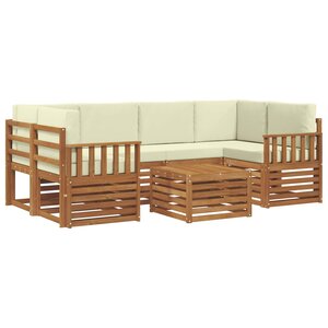 vidaXL Ensemble de canapés d'extérieur 7 pc Naturel et Crème