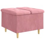 vidaXL Pouf de rangement avec coussin Rose 60 x 60 x 45 cm Velours