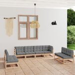 vidaXL Salon de jardin 8 Pièces avec coussins Bois de pin massif