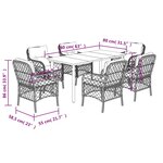 vidaXL Ensemble à manger de jardin et coussins 7 Pièces gris rotin