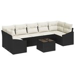 vidaXL Ensemble de canapé de jardin Noir et Crème 55 x 55 x 37 cm