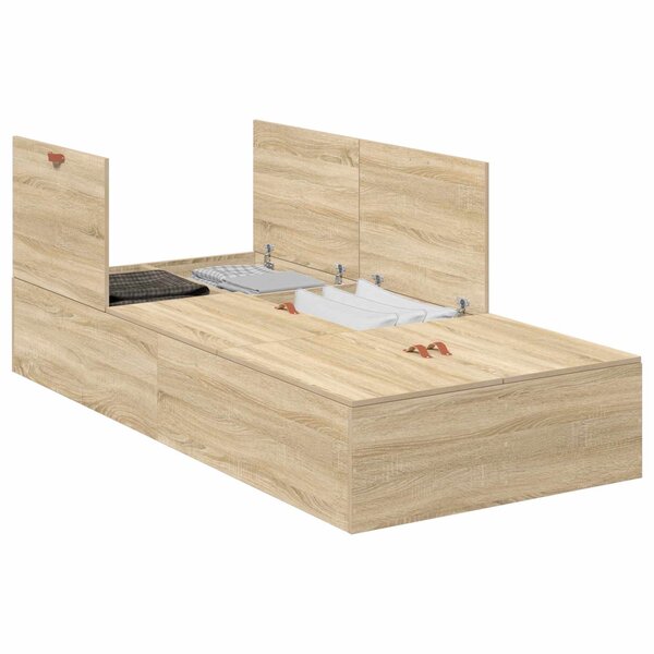 vidaXL Cadre de lit avec rangement Chêne Sonoma 90 x 190 cm