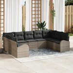 Ensemble de Canapé de Jardin vidaXL 9 Pièces avec Coussins Gris Poly Rattan