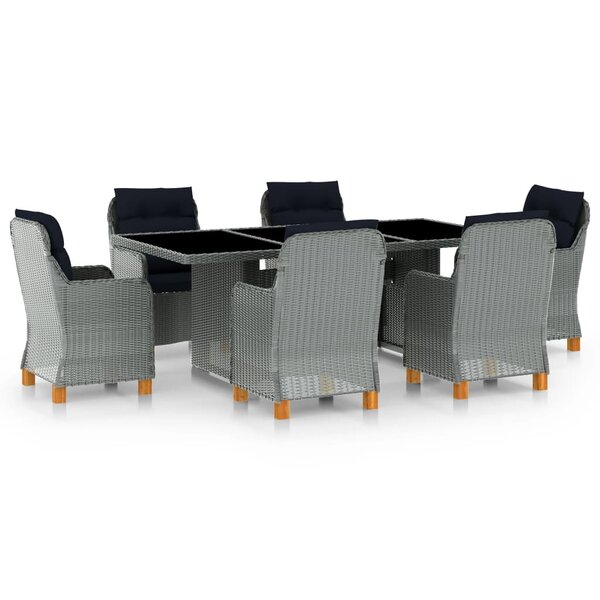 vidaXL Ensemble à manger d'extérieur et coussins 7 Pièces résine tressée