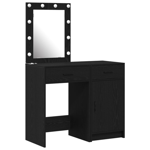 vidaXL Ensemble de coiffeuses 2 pièces avec LED en bois d'ingénierie noir