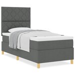 vidaXL Lit à ressorts avec matelas Gris foncé 100 x 200 cm tissu