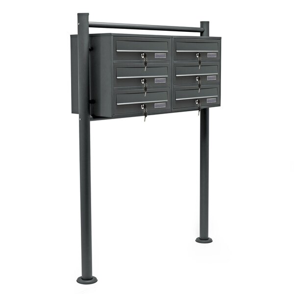Bloc de 6 boite aux lettres anthracite 2 clés 2x3 compartiments