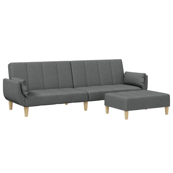 vidaXL Canapé-lit à 2 places avec repose-pied gris foncé tissu
