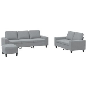 vidaXL Ensemble de canapés 3 Pièces gris clair tissu