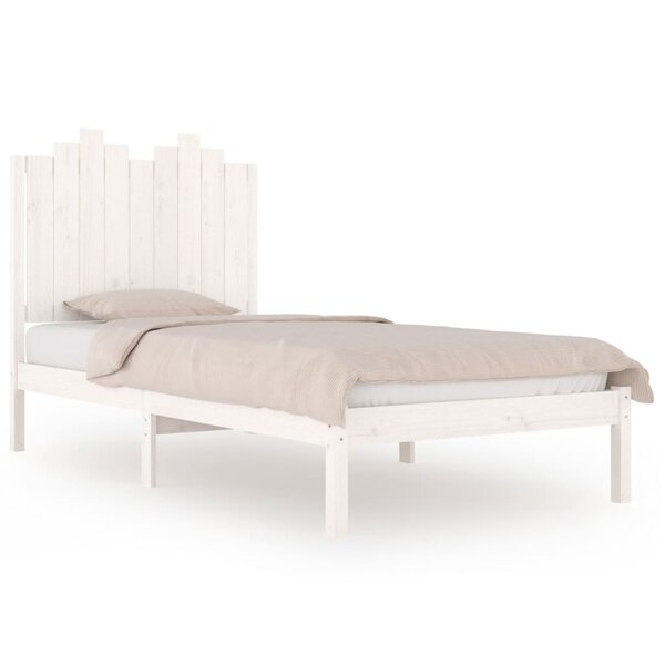 vidaXL Cadre de lit Blanc Bois de pin massif 75x190 cm Petit simple