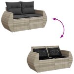 vidaXL Salon de jardin 9 Pièces avec coussins gris clair résine tressée