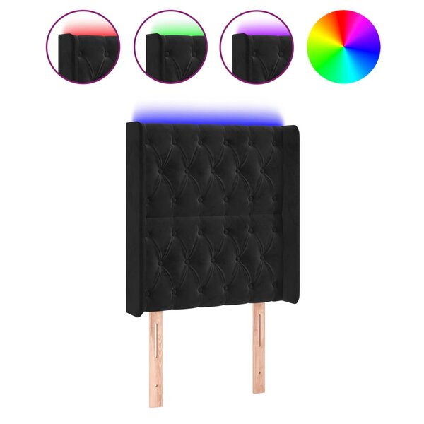 vidaXL Tête de lit à LED Noir 83x16x118/128 cm Velours