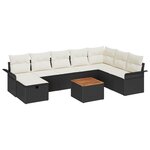 Set de Canapés de Jardin vidaXL 9 Pièces avec Coussins Noir Poly Rattan