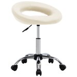 vidaXL Chaise de travail roulante Crème Similicuir