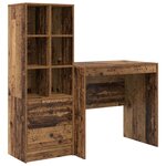 Bureau vidaXL avec rangement en vieux bois en bois reconstitué
