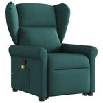 vidaXL Fauteuil inclinable de massage Vert foncé Tissu