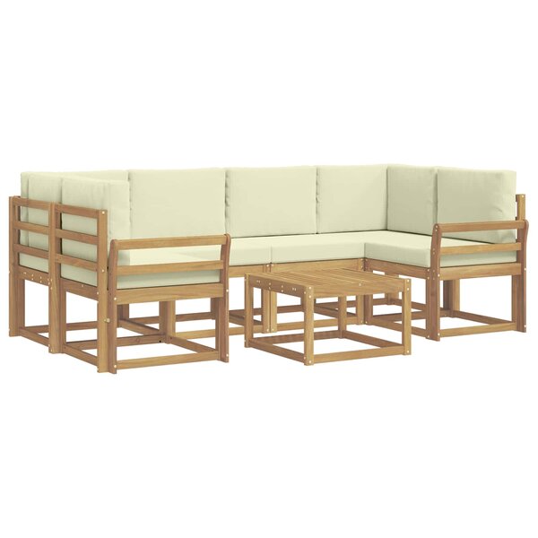 vidaXL Ensemble de canapés d'extérieur 7 Pièces Blanc et crème