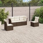 vidaXL Salon de jardin avec coussins 5 Pièces marron résine tressée