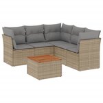 vidaXL Salon de jardin avec coussins 6 Pièces beige résine tressée