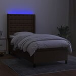 vidaXL Sommier à lattes de lit matelas LED Marron foncé 90x200cm Tissu