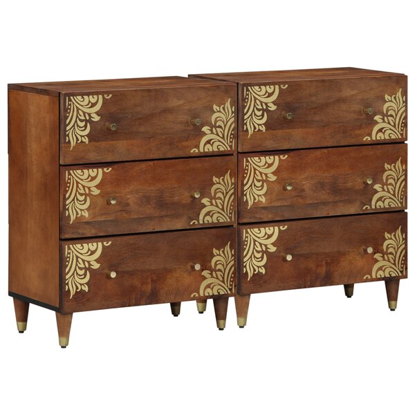 Buffets vidaXL 2 Pièces Miel 60x33.5x75 cm Bois massif de mangue