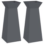 vidaXL Jardinières sur pilier   2 pièces avec bol anthracite  dimensions 40x40x100 cm en acier.