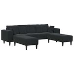 vidaXL Canapé avec coussin 3 Pièces Noir Velours
