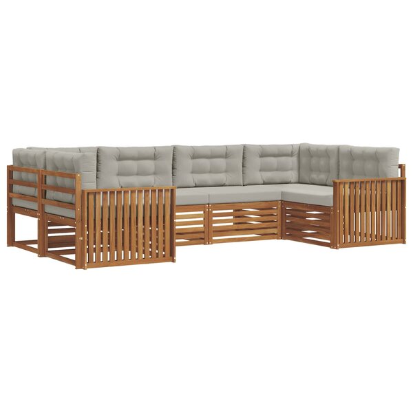 vidaXL Ensemble de canapés d'extérieur 6 pc Gris Naturel et Clair
