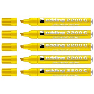 Marqueur Permanent 2200 C Corps Alu Jaune Pointe Biseautée 1-5 mm x 5 EDDING