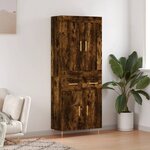 vidaXL Buffet haut Chêne fumé 69 5x34x180 cm Bois d'ingénierie