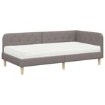 vidaXL Cadre de lit d'angle avec matelas Taupe 90 x 190 cm tissu