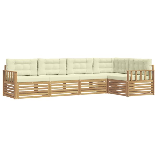 vidaXL Ensemble de canapés d'extérieur 6 pc Blanc et crème Polyester