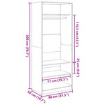 vidaXL Garde-robe sonoma gris 80x50x200 cm bois d'ingénierie
