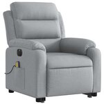 vidaXL Fauteuil inclinable de massage électrique Gris clair Tissu