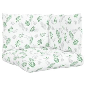 vidaXL Coussins de palette lot de 3 motif de feuilles tissu Oxford