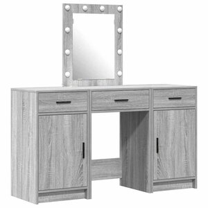 vidaXL Table de Toilette 3 Pièces Gris 50 x 41 x 135 cm Bois d'ingénierie