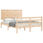 vidaXL Cadre de lit avec tête de lit 140x200 cm bois massif