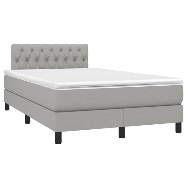 vidaXL Sommier à lattes de lit et matelas gris clair 120x190 cm tissu