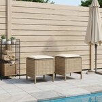 vidaXL 2 pc Pouf de Jardin Rotin PE Beige et crème