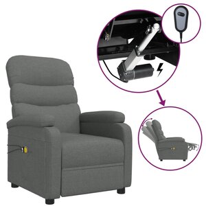 vidaXL Fauteuil électrique de massage Gris foncé Tissu