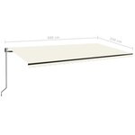 vidaXL Auvent automatique avec capteur de vent et LED 600x350 cm Crème