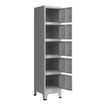 Casier de bureau armoire meuble de rangement pour bureau atelier chambre acier métallique avec 5 portes acier laqué 180 x 38 x 45 cm gris 03_0006349