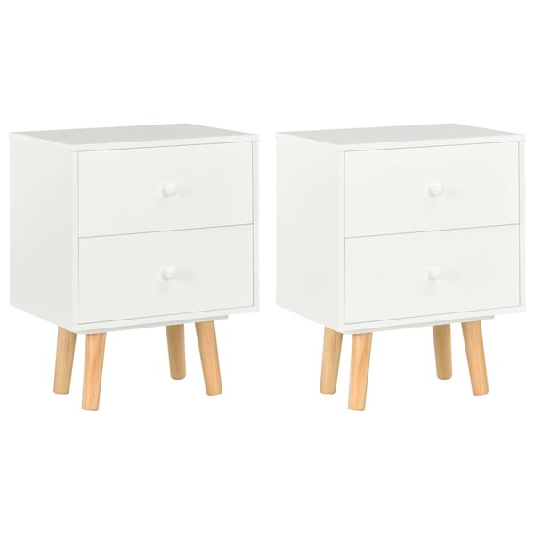 vidaXL Tables de chevet 2 Pièces Blanc 40 x 30 x 50 cm Pin massif