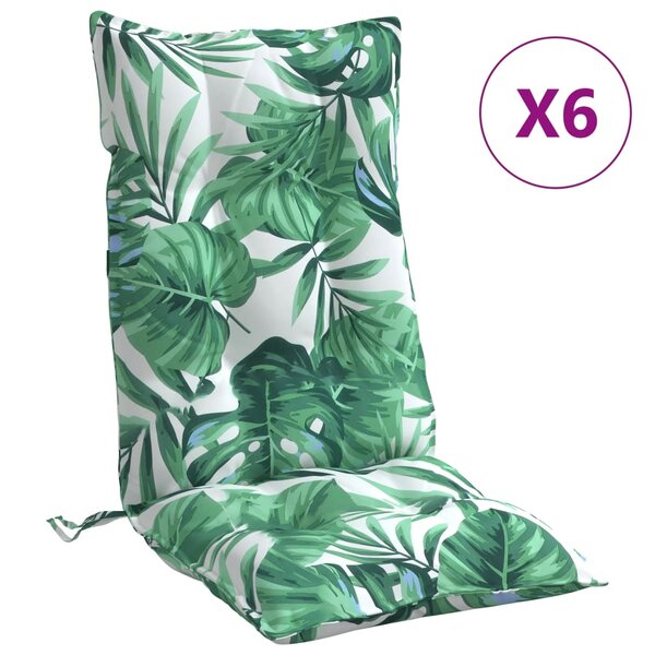 vidaXL Coussins de chaise à dossier haut lot de 6 modèle de feuille