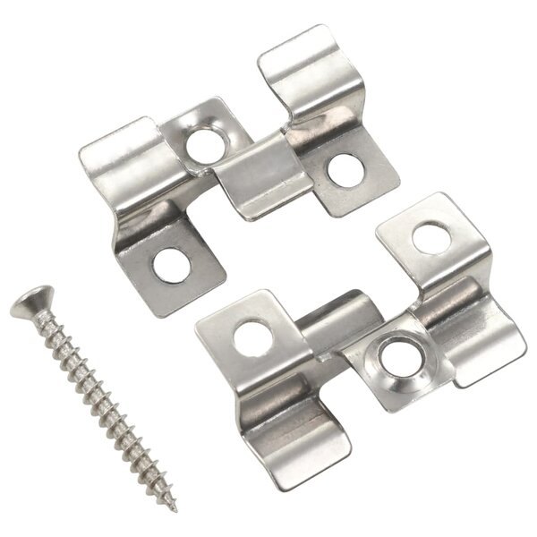 vidaXL Clip de fixation de terrasse 100Pièces et 200 vis Acier inoxydable