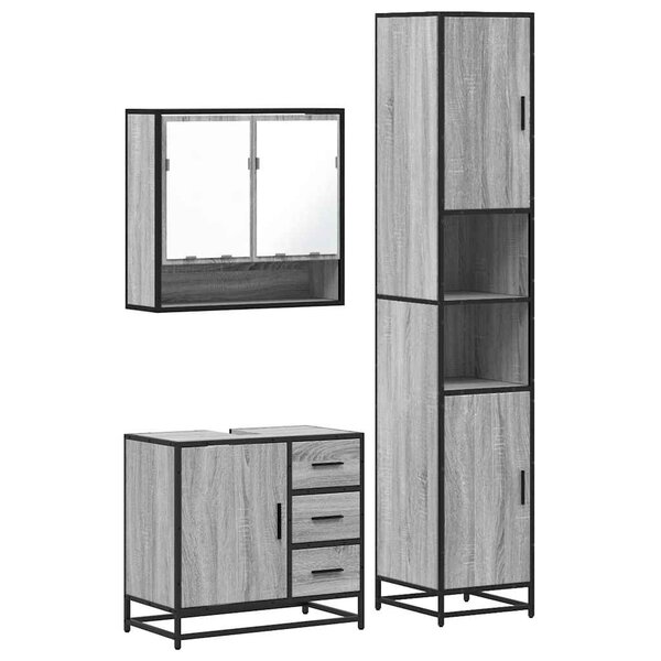 vidaXL Ensemble de meubles de salle de bain 3 Pièces Sonoma gris